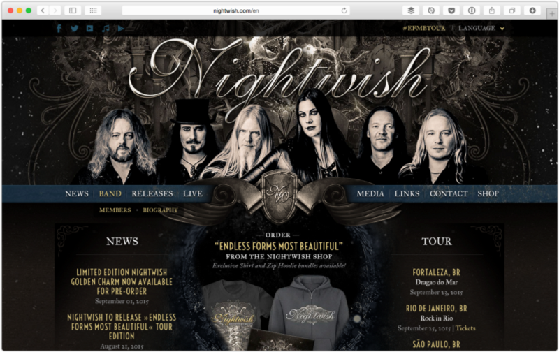 The website of Nightwish